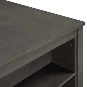 English Elm TOPMAX Counter Height Rustic Farmhouse 5-Piece Dining Set for 4 with Stacked Storage Shelves, Beige Upholstery Gray SP001134AAE