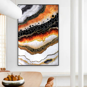 English Elm Luxury Crystal and Pearl Hand-Painted Oil Painting Canvas Mural for Hallway Entrance Modern Decor Black+Orange W3374P322235