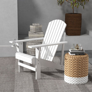 English Elm Outsunny Wooden Adirondack Chair With Cup Holder, Weather-Resistant Outdoor Furniture For Relaxation W2225P174083-GIGA