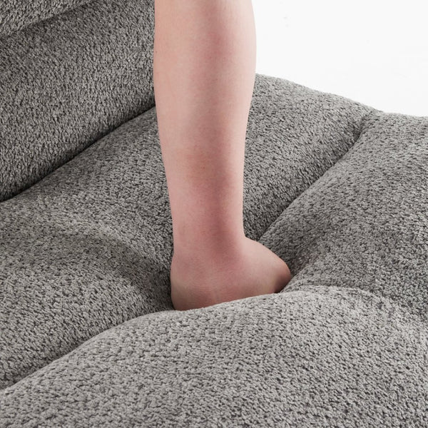 English Elm Upholstered Cocoon Accent Chair Ergonomic Curved Frame Soft Breathable Fabric Lounge Seat Gray T3623P434434