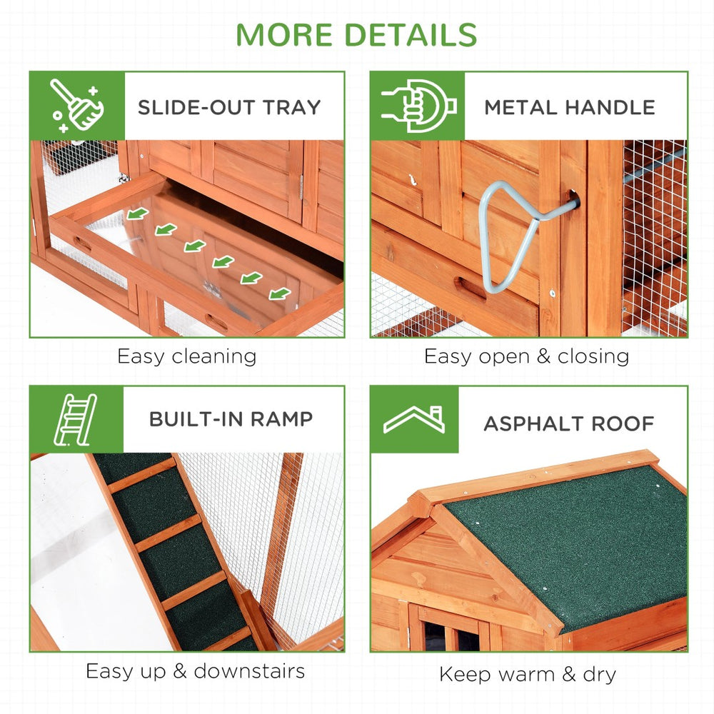 English Elm Chicken Coop Dual Fir Wood Backyard Hen House with Fenced Run and Nesting Boxes T3971S00012