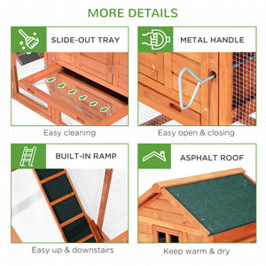 English Elm Chicken Coop Dual Fir Wood Backyard Hen House with Fenced Run and Nesting Boxes T3971S00012