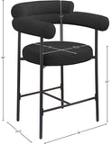 Blake Black Boucle Fabric Counter Stool 986Black-C Meridian Furniture