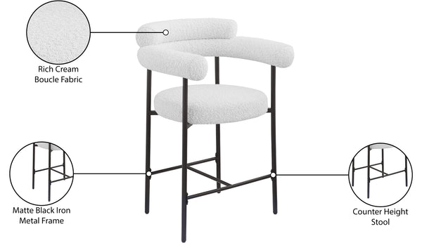 Blake Cream Boucle Fabric Counter Stool 986Cream-C Meridian Furniture