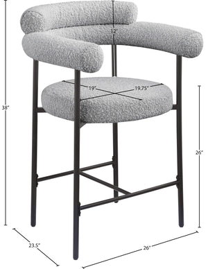 Blake Grey Boucle Fabric Counter Stool 986Grey-C Meridian Furniture