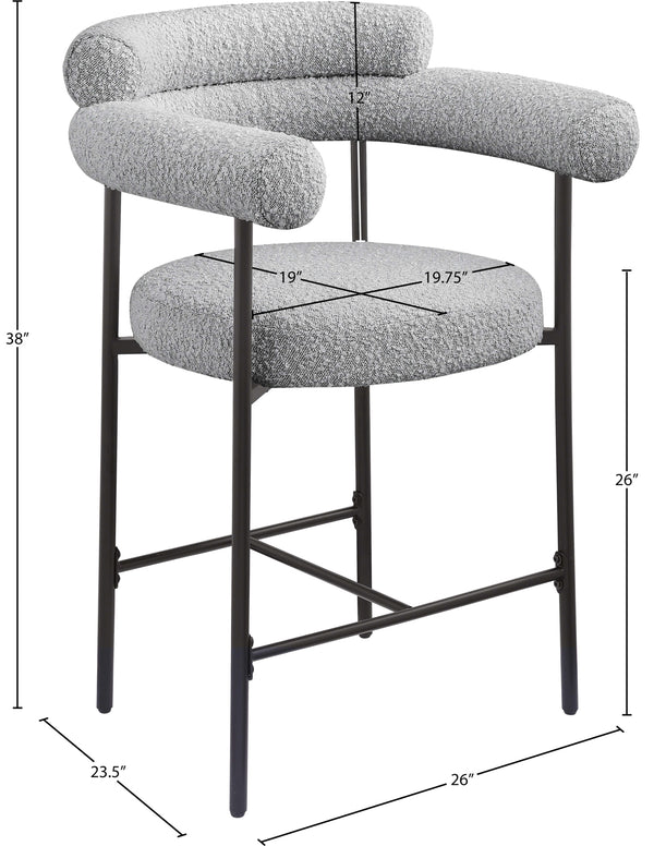 Blake Grey Boucle Fabric Counter Stool 986Grey-C Meridian Furniture