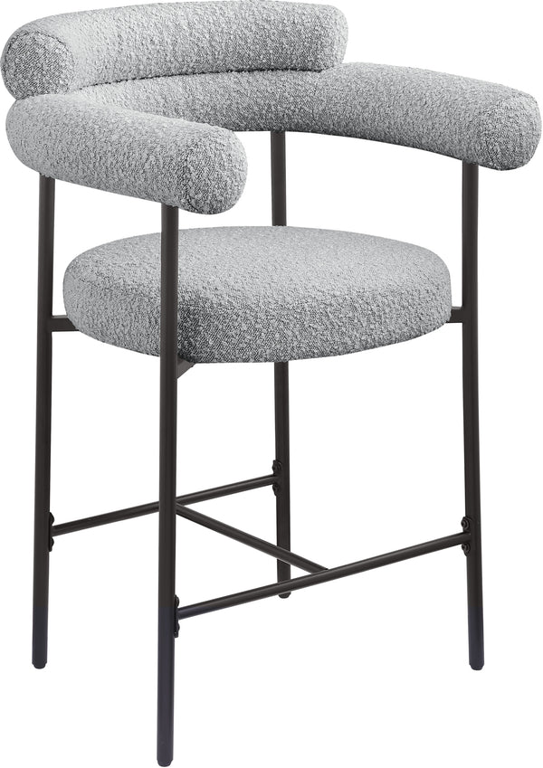 Blake Grey Boucle Fabric Counter Stool 986Grey-C Meridian Furniture