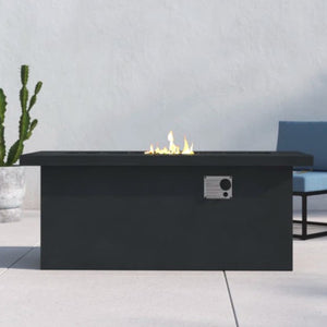 English Elm 24'' Concrete Outdoor Fire Pit Table 50,000 BTU Stainless Steel Burner Lava Rock Compatible Weatherproof Design Charcoal B120P198403