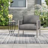 Christopher Knight Home® Brushed Aluminum Hargrove Club Chair with Braided Rope Detailing, Olefin Cushion Cover - Modern Rustic Style, Easy Maintenance