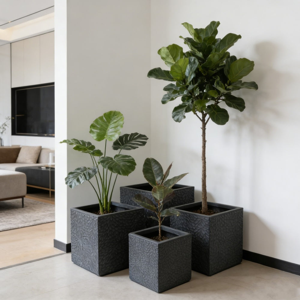 English Elm Large Concrete Texture Magnesium Oxide Round Planters Duo Indoor Outdoor Patio W5212P434279
