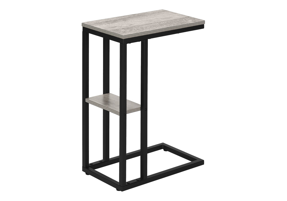 English Elm Accent Table - Sleek C-Shaped Design For Living Room & Bedroom - Grey Laminate With Black Metal Frame B2710P219397
