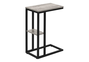 English Elm Accent Table - Sleek C-Shaped Design For Living Room & Bedroom - Grey Laminate With Black Metal Frame B2710P219397