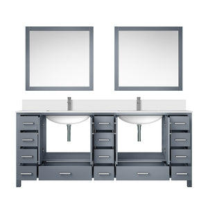 English Elm Dark Grey Double Bath Vanity With White Quartz Top, Faucets, Mirrors - Elegant Storage Solution! B2731S01064