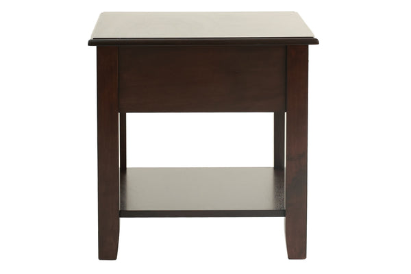 English Elm Simple Contemporary End Table with Walnut Veneer Top and Solid Rubberwood Legs, Square 22" Accent Table Antique Black,Espresso 11 L x 24 W x 27 H HSESF00F6388