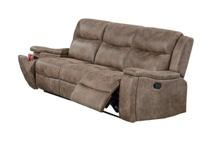 English Elm Modern Reclining Sofa with Plush Cushions Cup Holders Auburn Faux Leather Living Room B011P469518