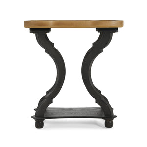 English Elm Christopher Knight Home® - End Hourglass Accent Table with Lipped Rectangular Top, French Country Firwood Charm and Elegance Black+Natural N771P223027B