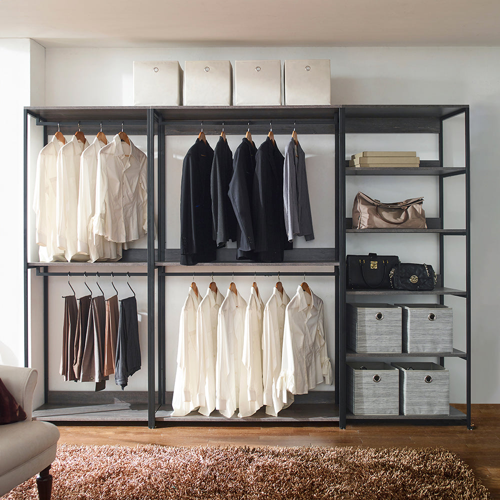 English Elm Monica Grey Walk-in Closet System - Durable Wood & Metal, Water/Heat & Scratch Resistant, E0 Eco Board B040S00075