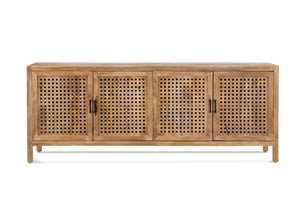 Basset Mirror Pentak Server - Boho-industrial Sideboard In Natural Mango Wood With Fretwork, Soft Close Hinges & More! Brown Wood 9870-dr-576