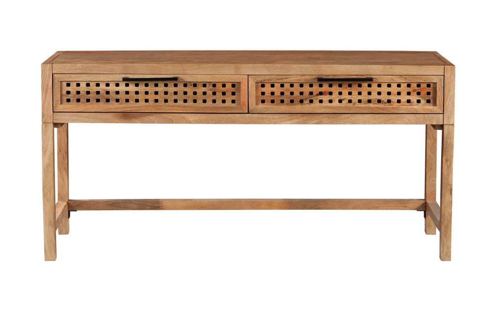 Basset Mirror Pentak Console Table - Unique Modern Bohemian Design With Industrial Flair And Two Functional Drawers Brown Wood 9870-lr-400