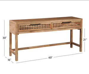 Basset Mirror Pentak Console Table - Unique Modern Bohemian Design With Industrial Flair And Two Functional Drawers Brown Wood 9870-lr-400