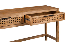 Basset Mirror Pentak Console Table - Unique Modern Bohemian Design With Industrial Flair And Two Functional Drawers Brown Wood 9870-lr-400