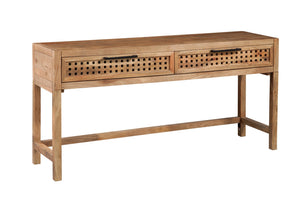 Basset Mirror Pentak Console Table - Unique Modern Bohemian Design With Industrial Flair And Two Functional Drawers Brown Wood 9870-lr-400