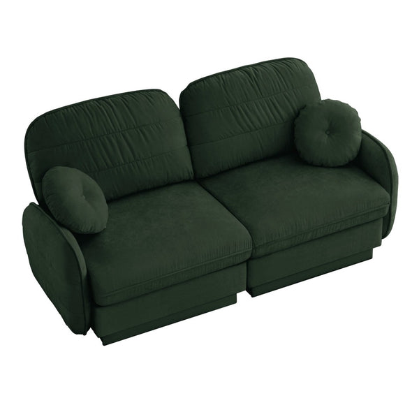English Elm Chenille Cloud Loveseat with Quilted Back Cushions Deep Foam Seat Modern Living Room Sofa Green W714S01765