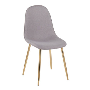 English Elm Pebble Contemporary Chair Set Of 2 In Gold Steel & Light Grey Fabric - Stylish, Comfortable Seating B202P223625-GIGA