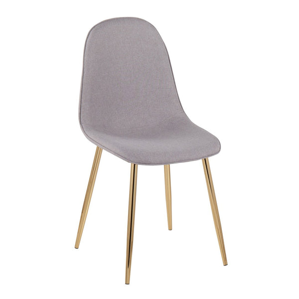 English Elm Pebble Contemporary Chair Set Of 2 In Gold Steel & Light Grey Fabric - Stylish, Comfortable Seating B202P223625-GIGA
