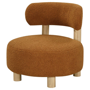 English Elm Modern Boucle Upholstered Barrel Accent Chair with Plush Round Seat, Slim Back & Natural Wood Legs Orange 30.51 L x 30.51 W x 30.1 H B011P308570