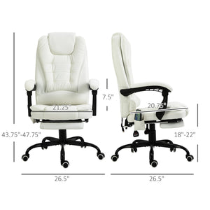 English Elm Vinsetto 7-Point Vibrating Massage Office Chair with Recline, Lumbar Support, Footrest, White W2225P173838