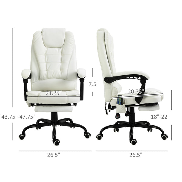 English Elm Vinsetto 7-Point Vibrating Massage Office Chair with Recline, Lumbar Support, Footrest, White W2225P173838