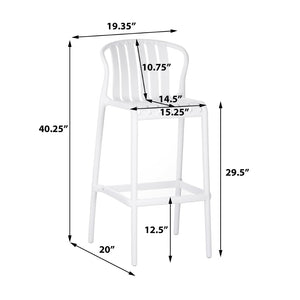 English Elm Outdoor Stackable Armless Barstools Set of 2 Uv Resistant Slat Back Patio Seating White N780P199452W
