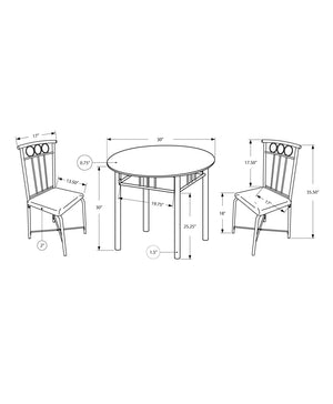 English Elm Dining 3-Piece Bistro Set 30" Round — Black Metal Table & Cushioned Leather-Look Chairs, Compact Stylish Dining B2710P218797