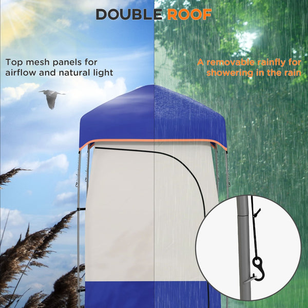 English Elm Outsunny Privacy Shower Tent for Camping with Solar Bag Rainfly and Carry Tube Blue W2225P200367