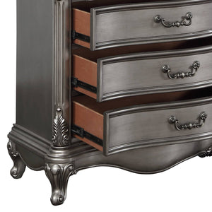 English Elm Ariadne Elegant Antique Platinum Finish Dresser with Tufted Scroll Trim and Durable Full-Extension Drawers Antique Silver 71.46 L x 23.82 W x 43.9 H B2726P247249