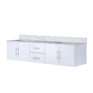 English Elm Glossy White Double Bath Vanity With Carrara Marble Top, Soft-Close Drawers & Organized Storage Solutions B2731P258535