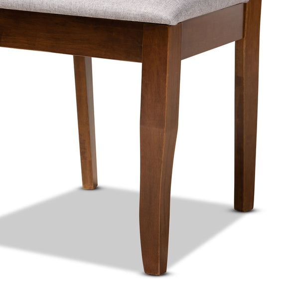 Baxton Studio Baxton Adara Modern 5-Piece Dining Set - Stylish Grey Upholstered Chairs & Walnut Round Table Adara-Grey/Walnut-5PC Dining Set