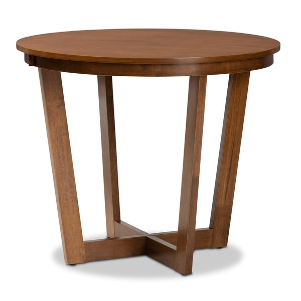 Baxton Studio Baxton Studio 5-Piece Dining Set - Modern Grey Upholstered Chairs & Walnut Brown Round Table Design Dayna-Grey/Walnut-5PC Dining Set