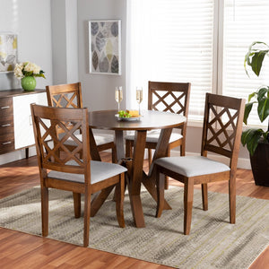 Baxton Studio Baxton Studio Zoe 5-Piece Dining Set - Modern Grey Upholstered Chairs & Walnut Table for Elegance Zoe-Grey/Walnut-5PC Dining Set