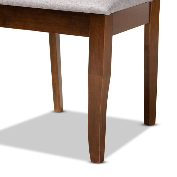 Baxton Studio Baxton Studio 5-Piece Modern Dining Set with Grey Upholstery & Walnut Wood, Stylish Comfort for Homes Beth-Grey/Walnut-5PC Dining Set