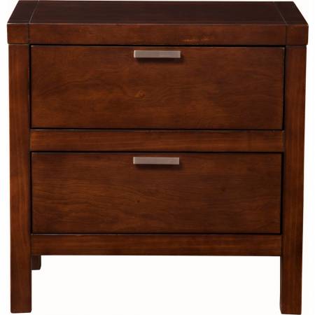 Alpine Furniture Carmel 2 Drawer Nightstand, Cappuccino JR-02 Cappuccino Select Solids and Veneer 24 x 16 x 24