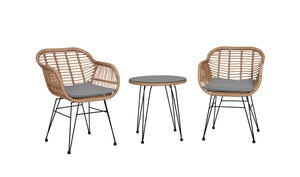 English Elm Antibes 3-Piece Modern Outdoor Conversation Set For Patios With Stylish Tan And Gray Cushions B365P398238
