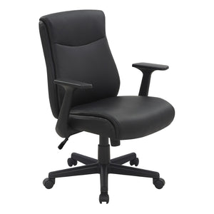 OSP Home Furnishings Mid Back Faux Leather Manager Chair with Lumbar Support and Pneumatic Height Adjust Black FL91201-U6