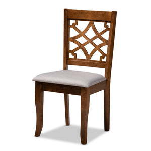 Baxton Studio Baxton Studio 5-Piece Grey Fabric Upholstered Dining Set with Walnut Wood Finish for Modern Homes Sandra-Grey/Walnut-5PC Dining Set