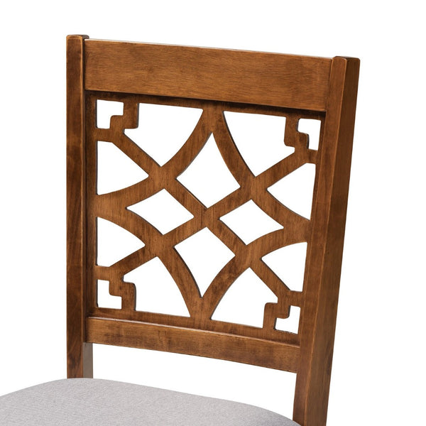 Baxton Studio Baxton Studio 6-Piece Dining Set - Modern Grey Fabric Upholstered Chairs & Walnut Brown Table Design RH331C-Grey/Walnut-6PC Dining Set