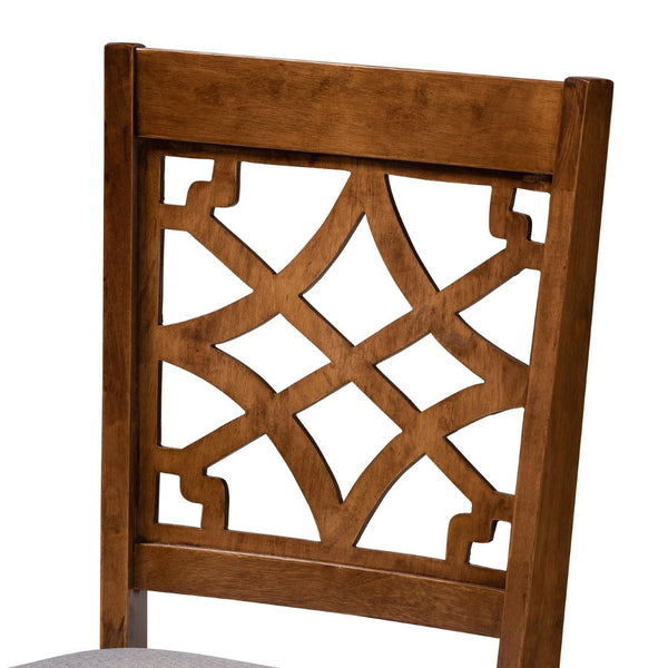 Baxton Studio Baxton Studio Mael 4-Piece Dining Chair Set – Modern Grey Upholstery & Walnut Brown Finish Elegance RH331C-Grey/Walnut-DC-4PK