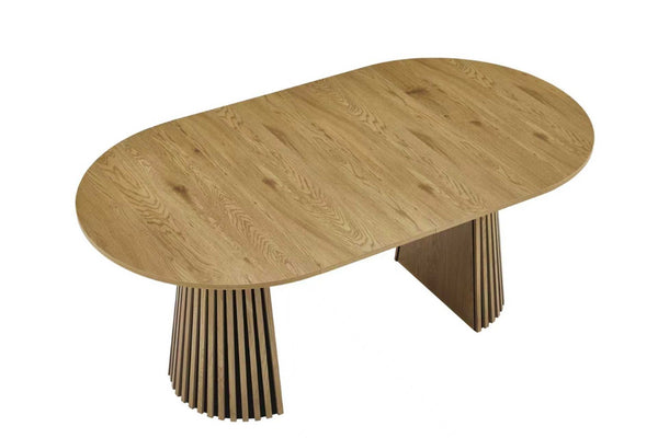English Elm Wooden Oval Extendable Dining Table with Slatted Legs Seats up to Six Mid-century W3590P426263