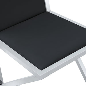 English Elm Table and Chair Set 10 Seat Tempered Glass Dining with Silver Metal Frames Black+Silver W1151S04769