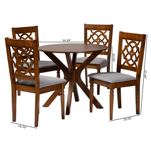 Baxton Studio Baxton Studio Sadie 5-Piece Dining Set - Modern Grey & Walnut Wood, Stylish Comfort for Any Space Sadie-Grey/Walnut-5PC Dining Set